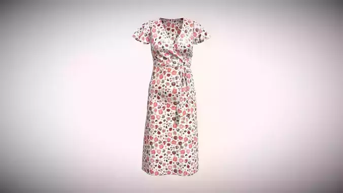 Ladies Wrap Dress In Low Poly