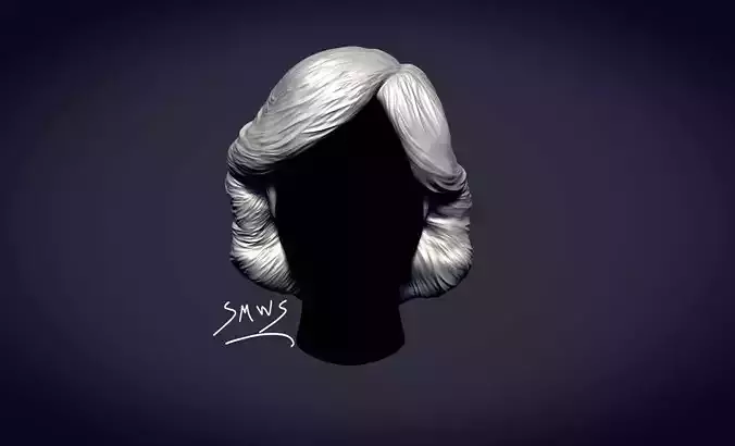 hairstyle for girls feathered 70s 80s 3D print model