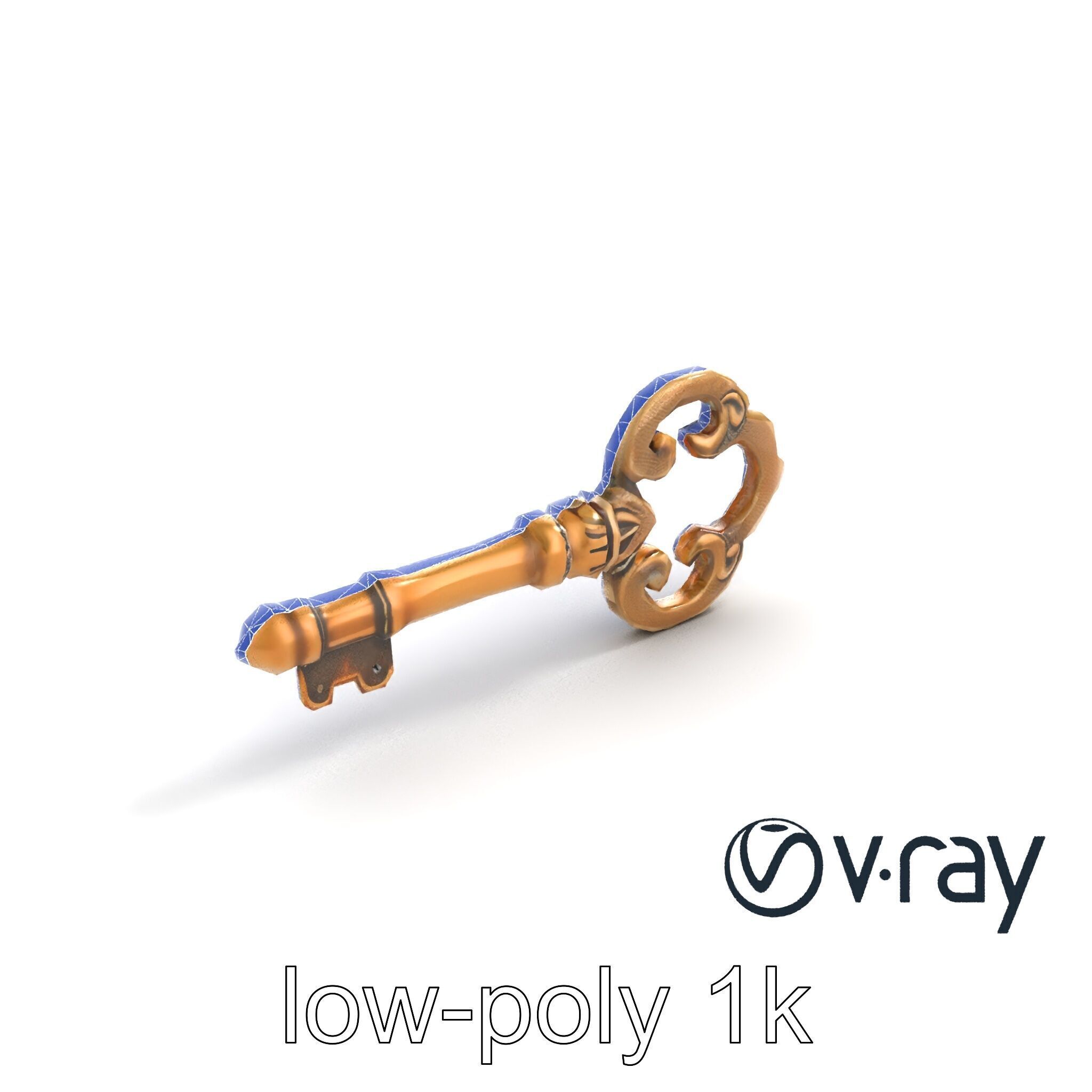 Antique Key Detailed Sculpture model pack Low-poly 3D model_11