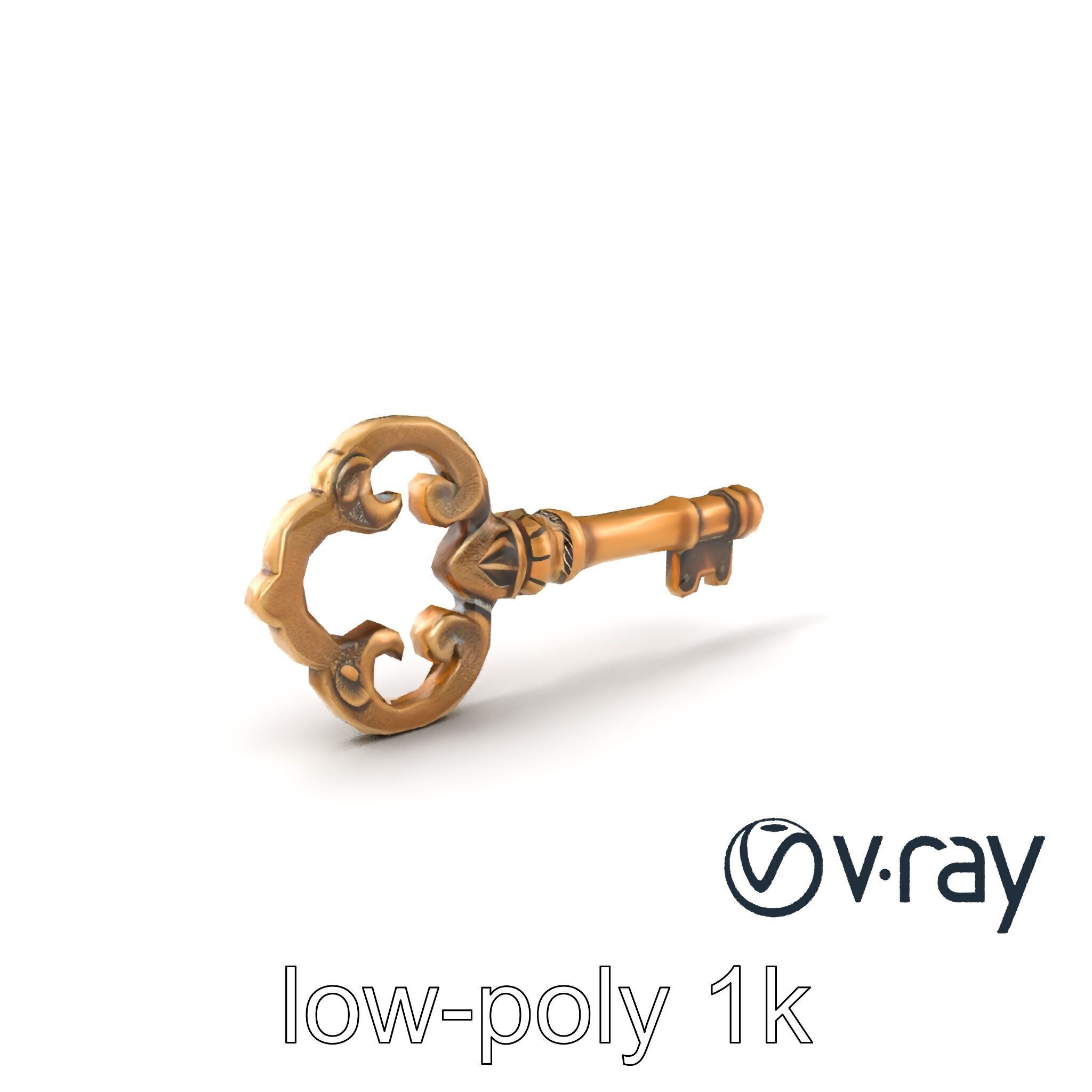 Antique Key Detailed Sculpture model pack Low-poly 3D model_4