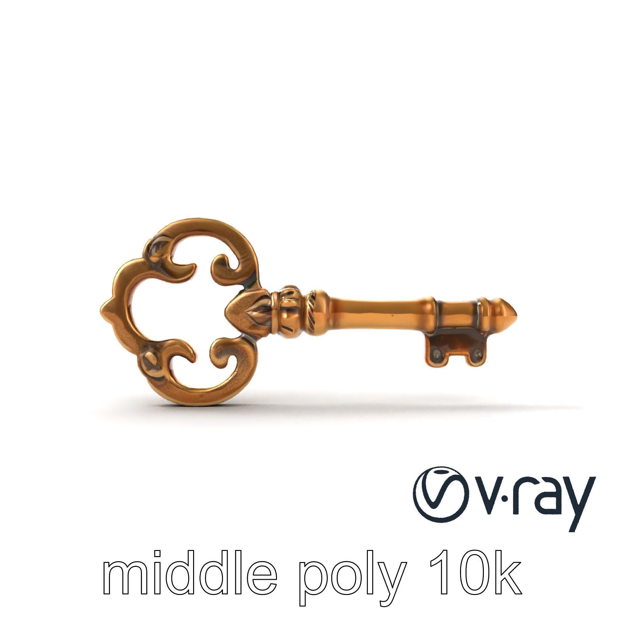 Antique Key Detailed Sculpture model pack Low-poly 3D model_14
