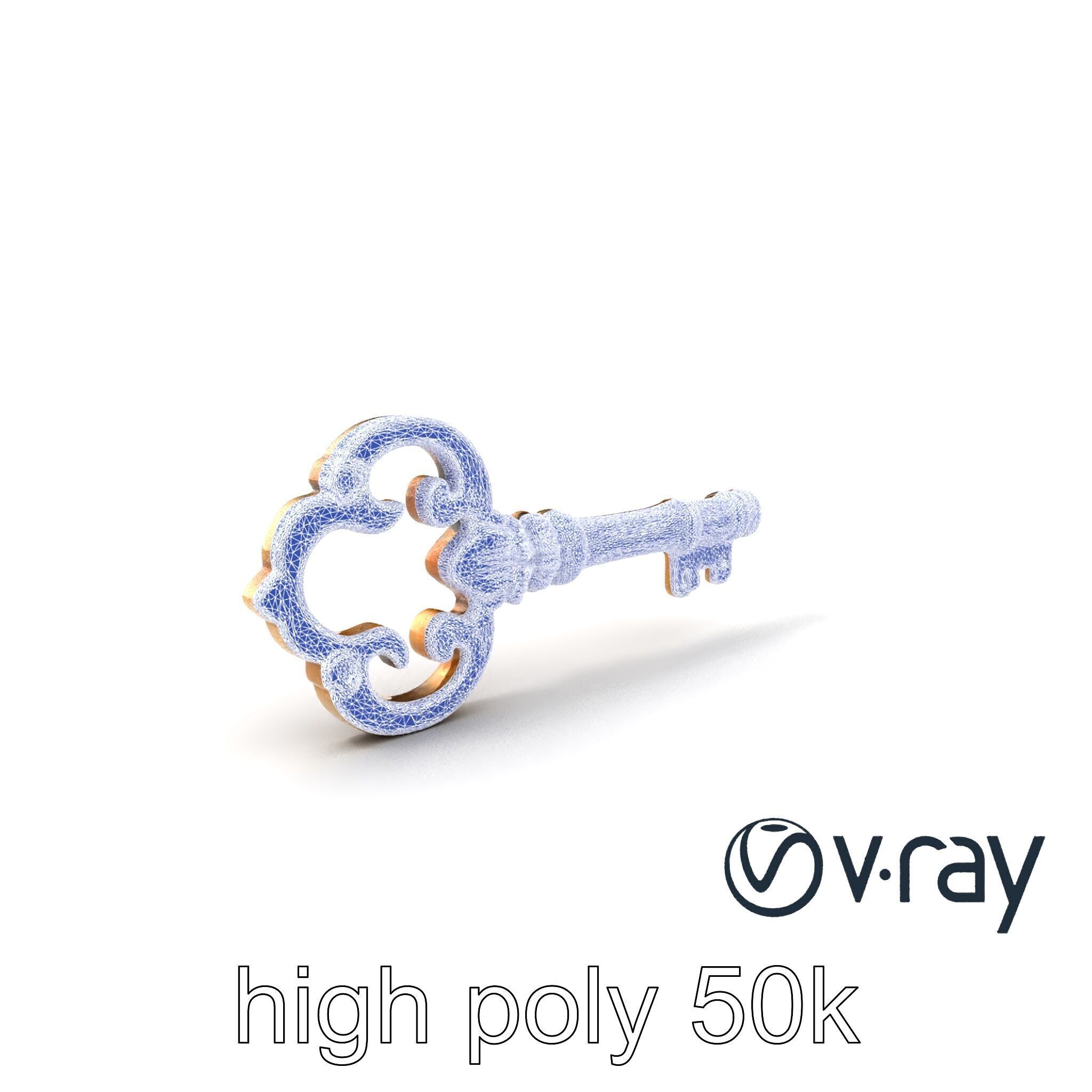 Antique Key Detailed Sculpture model pack Low-poly 3D model_1