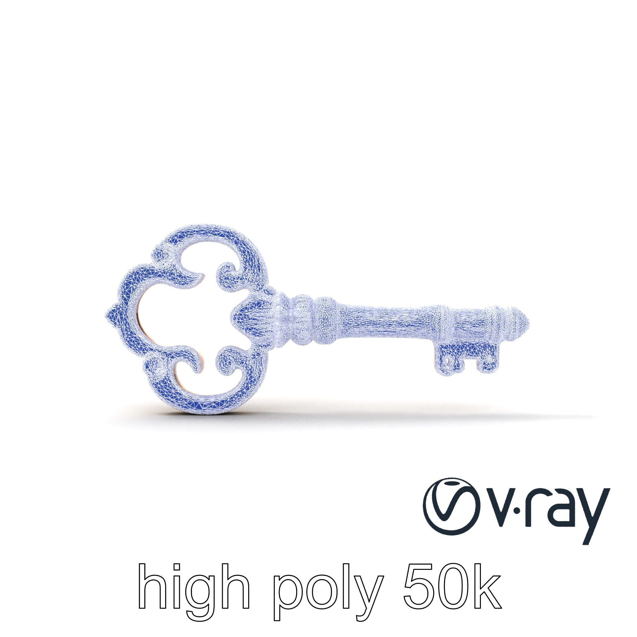 Antique Key Detailed Sculpture model pack Low-poly 3D model_29