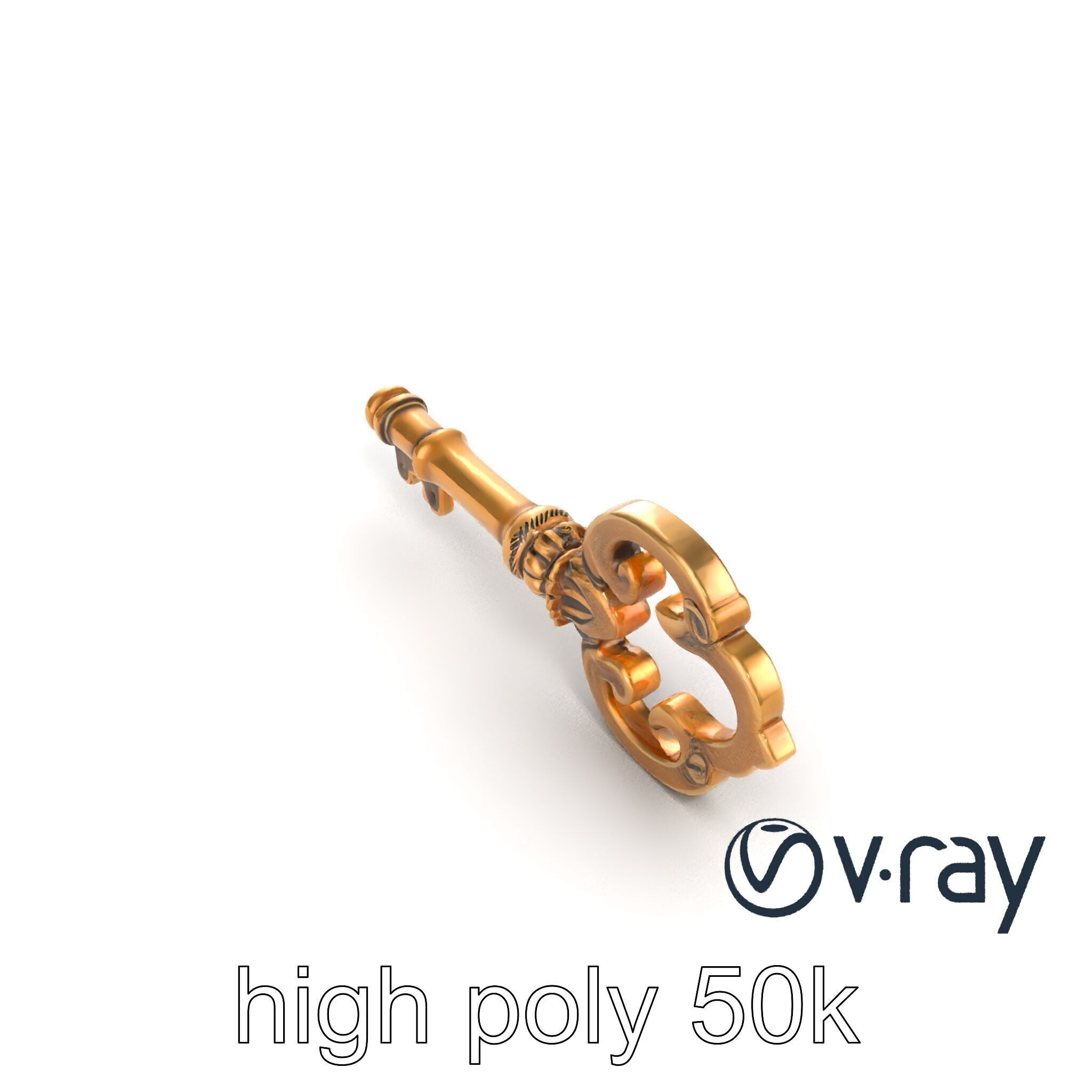 Antique Key Detailed Sculpture model pack Low-poly 3D model_13