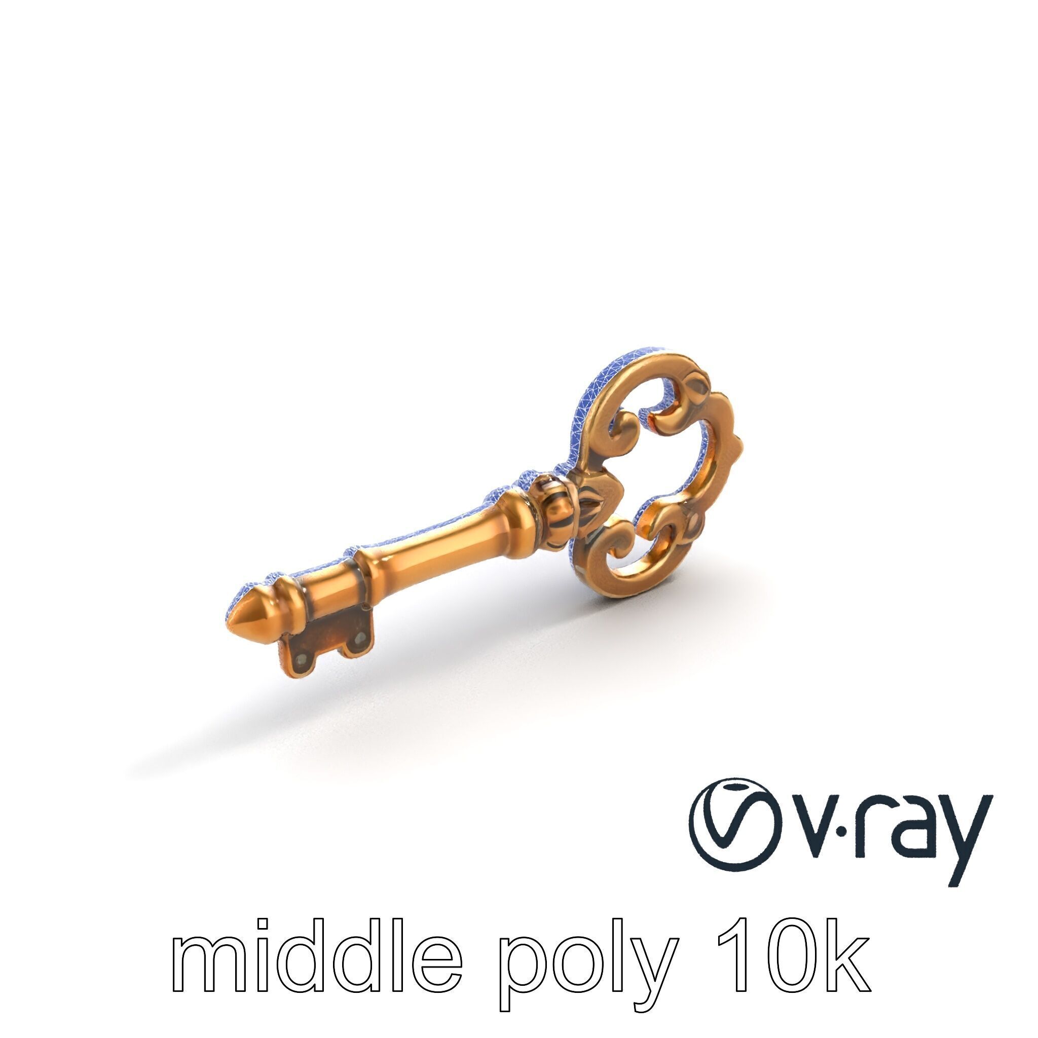 Antique Key Detailed Sculpture model pack Low-poly 3D model_10