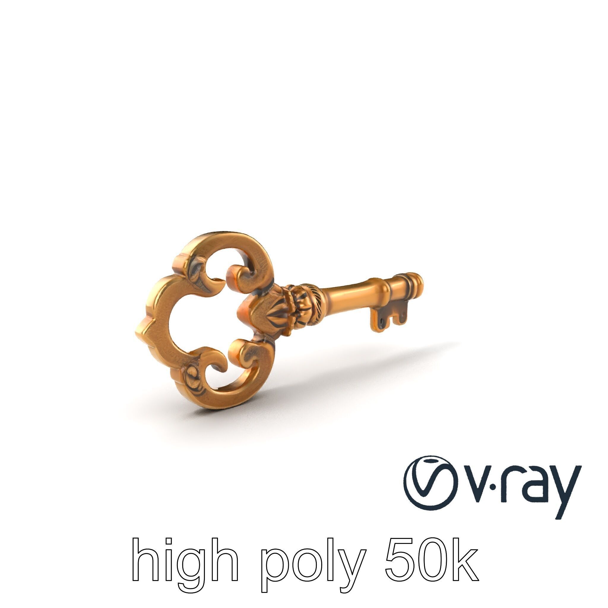 Antique Key Detailed Sculpture model pack Low-poly 3D model_2