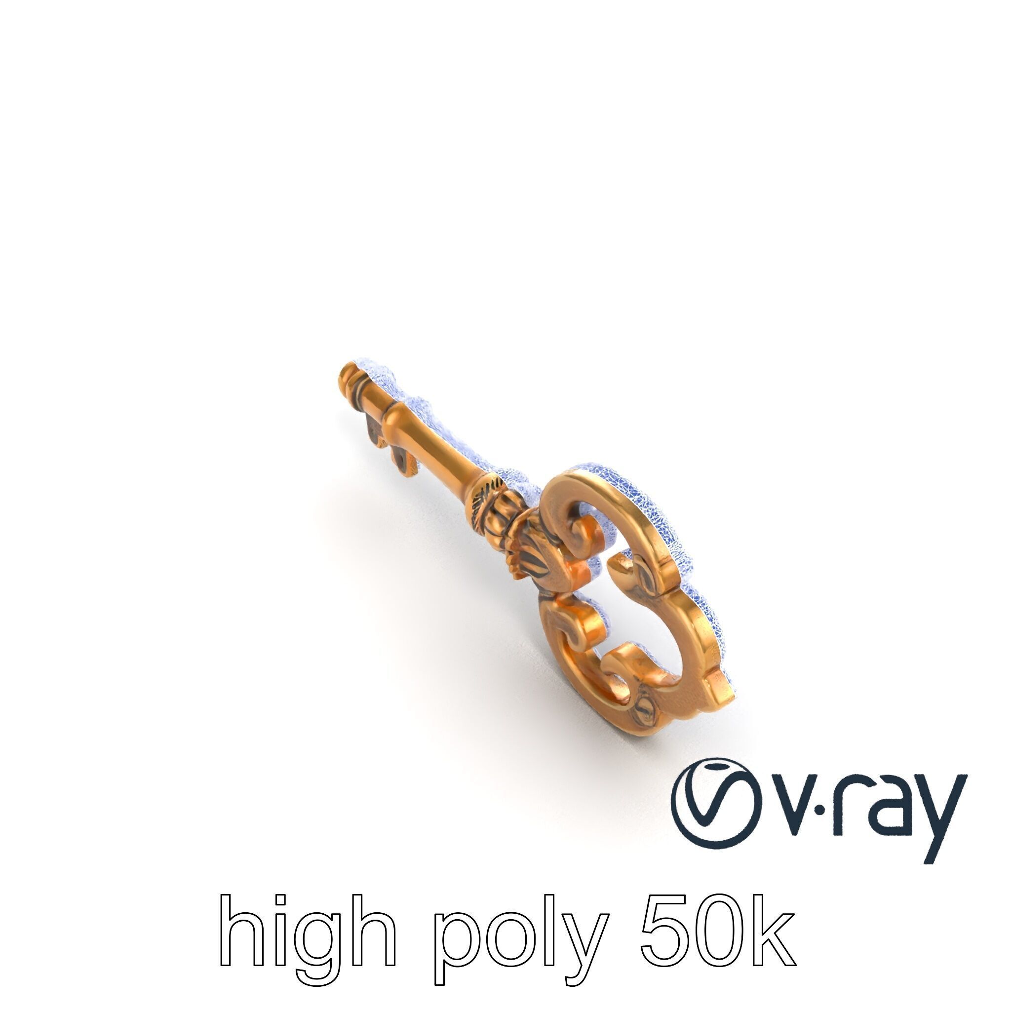 Antique Key Detailed Sculpture model pack Low-poly 3D model_16