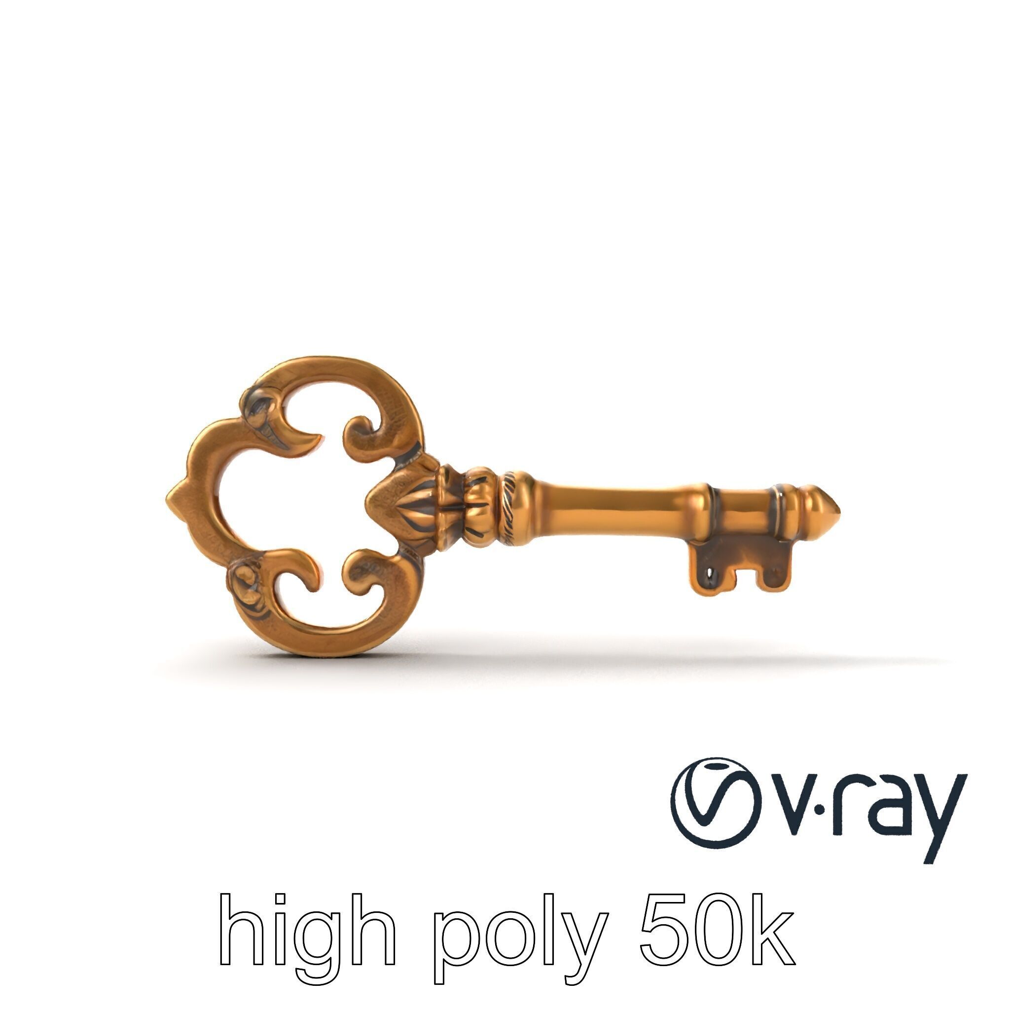 Antique Key Detailed Sculpture model pack Low-poly 3D model_27