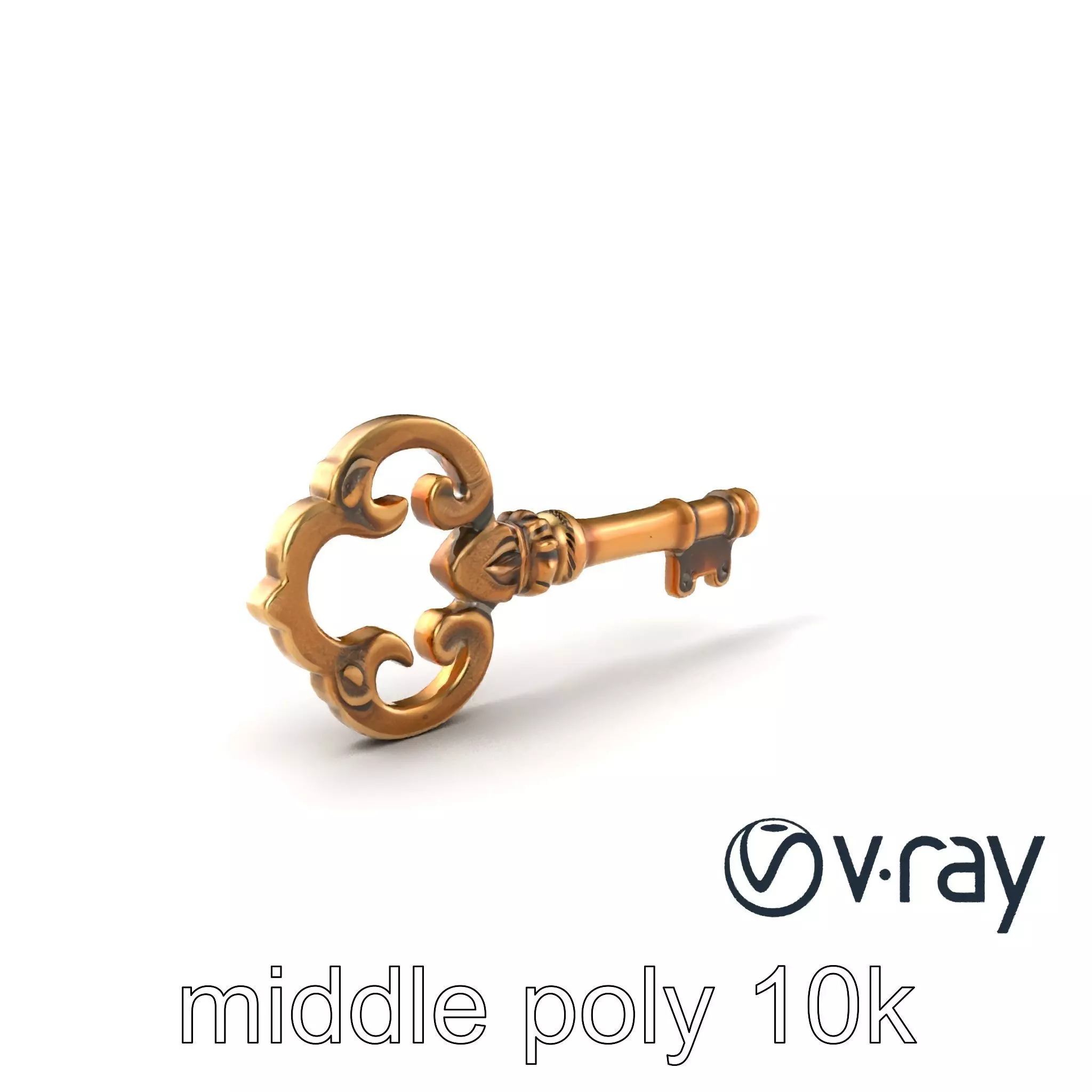 Antique Key Detailed Sculpture model pack Low-poly 3D model_0