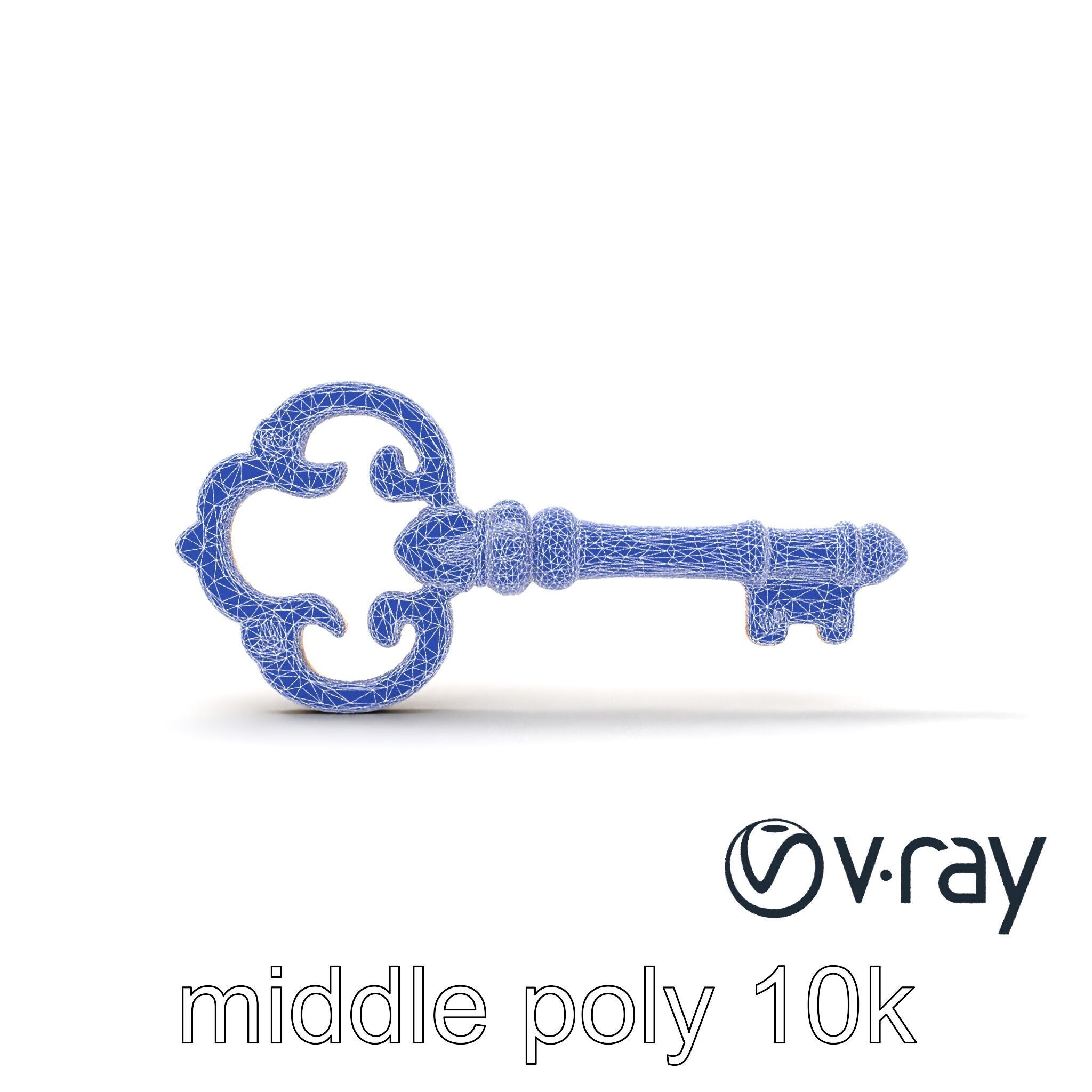 Antique Key Detailed Sculpture model pack Low-poly 3D model_12
