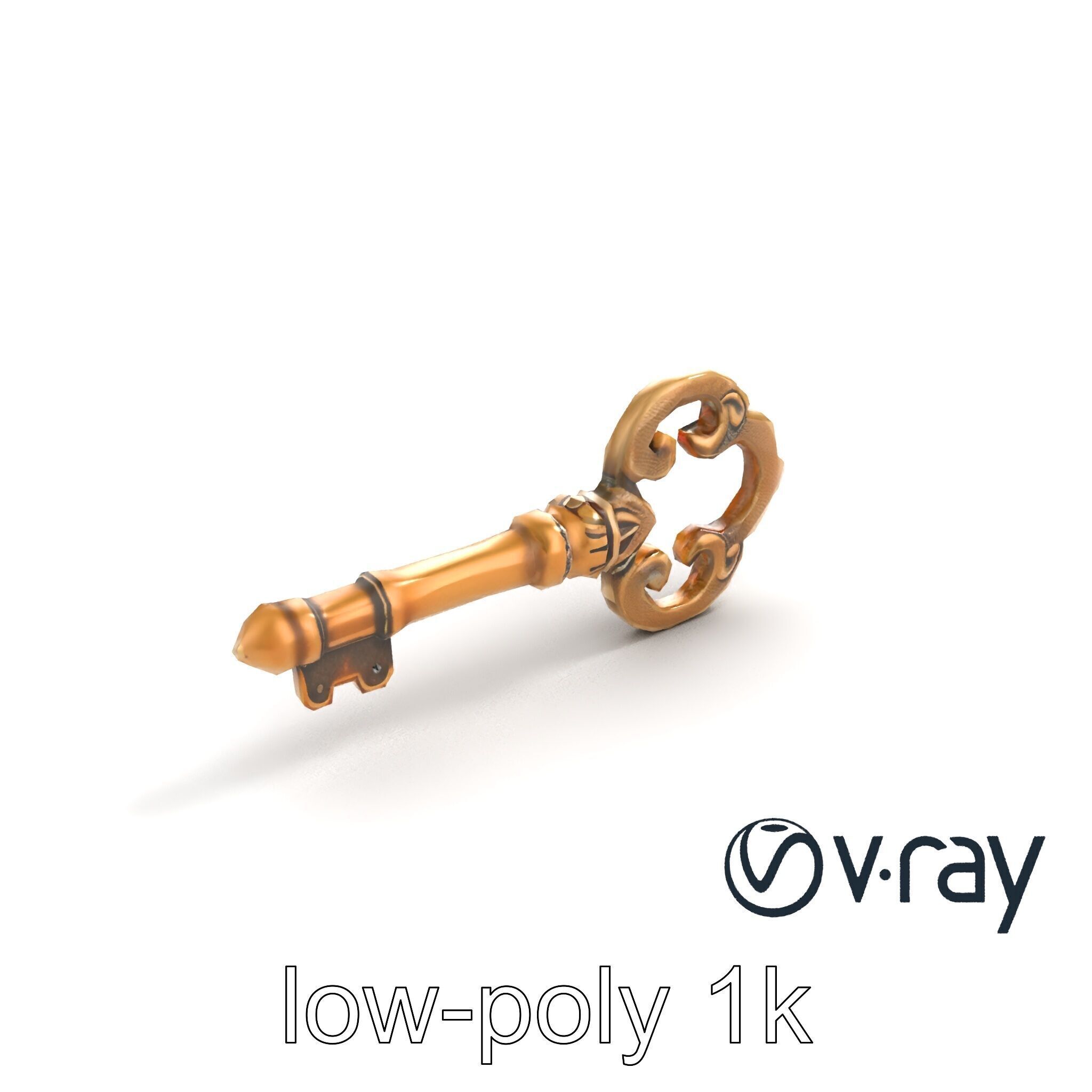 Antique Key Detailed Sculpture model pack Low-poly 3D model_8