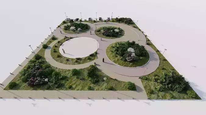 park-public park-Private Park Landscape 3D model