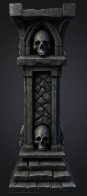 Bone Piller column 3 Low-poly 3D model_0