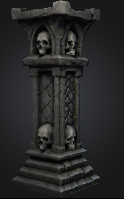 Bone Piller column 3 Low-poly 3D model_2