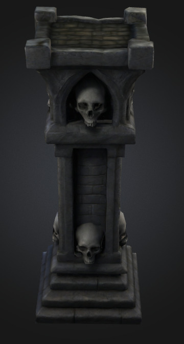 Bone Piller column 3 Low-poly 3D model_3