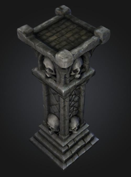 Bone Piller column 3 Low-poly 3D model_5