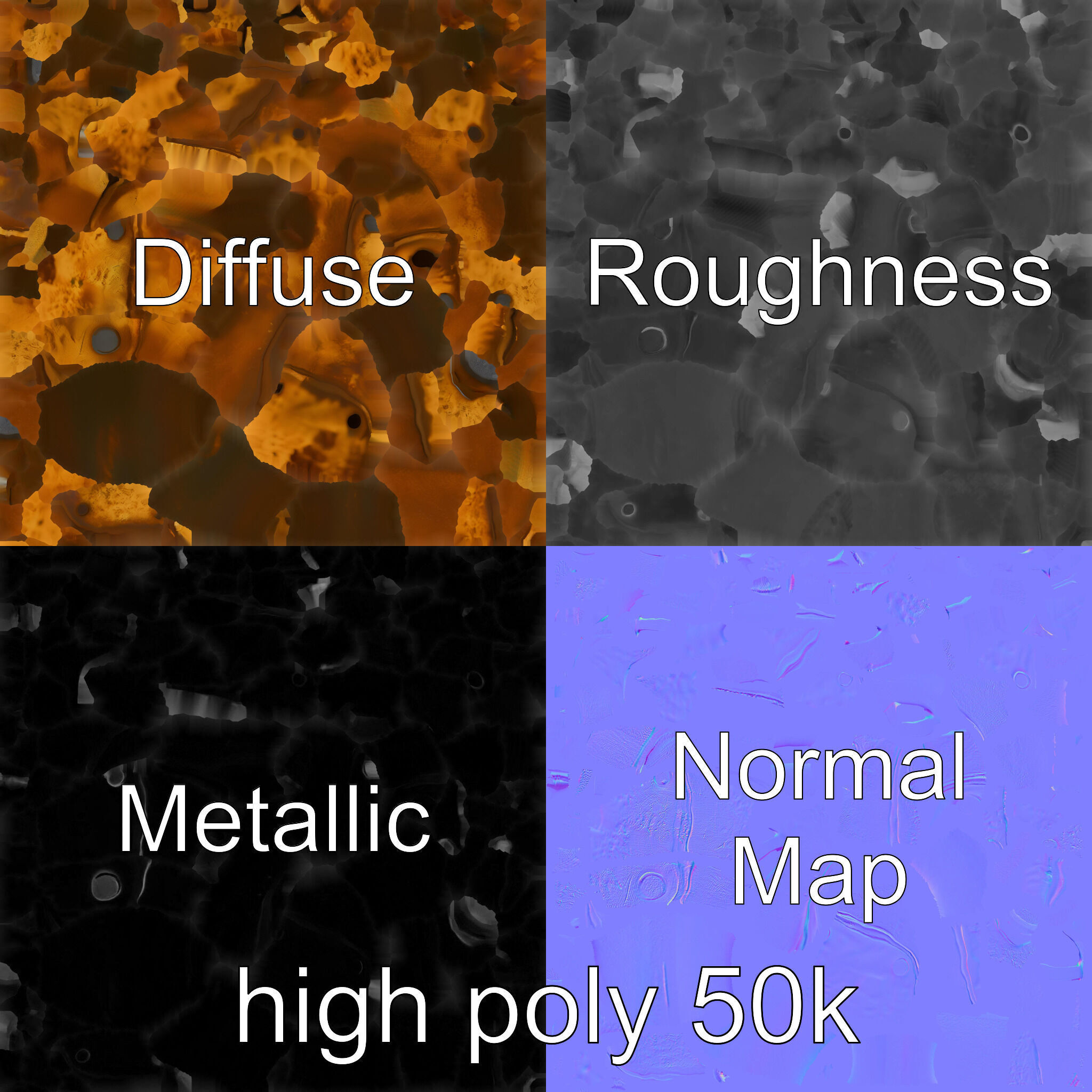 Rusted Metal Lock model pack Low-poly 3D model_3