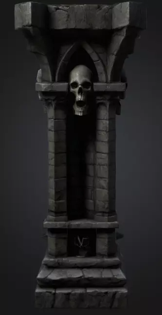  Bone Pillar column 4 Low-poly 3D model_0