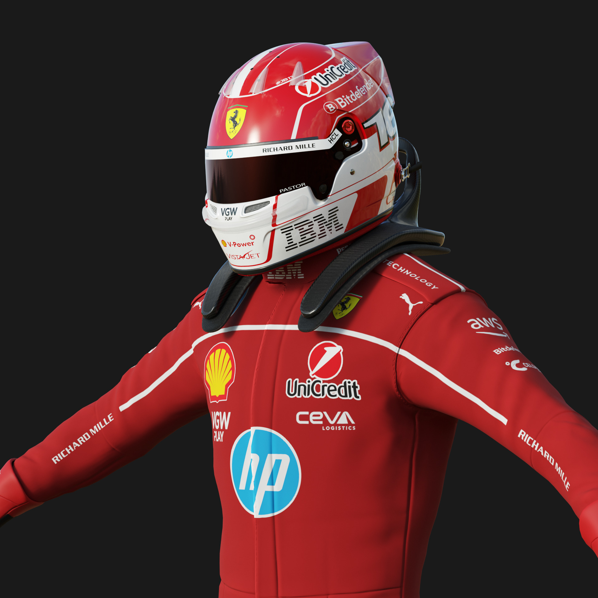 F1 Ferrari Race Suit 2025 3D model_12