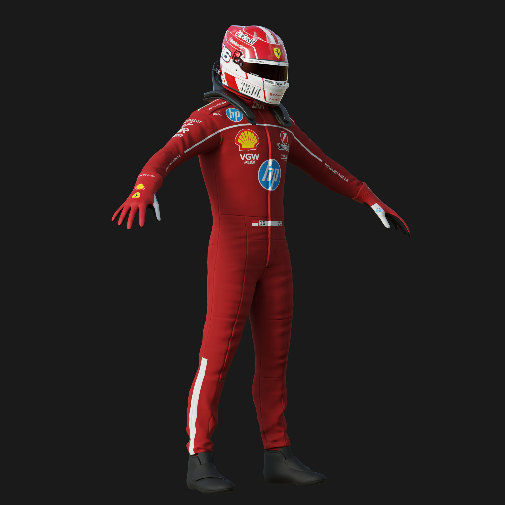F1 Ferrari Race Suit 2025 3D model_10