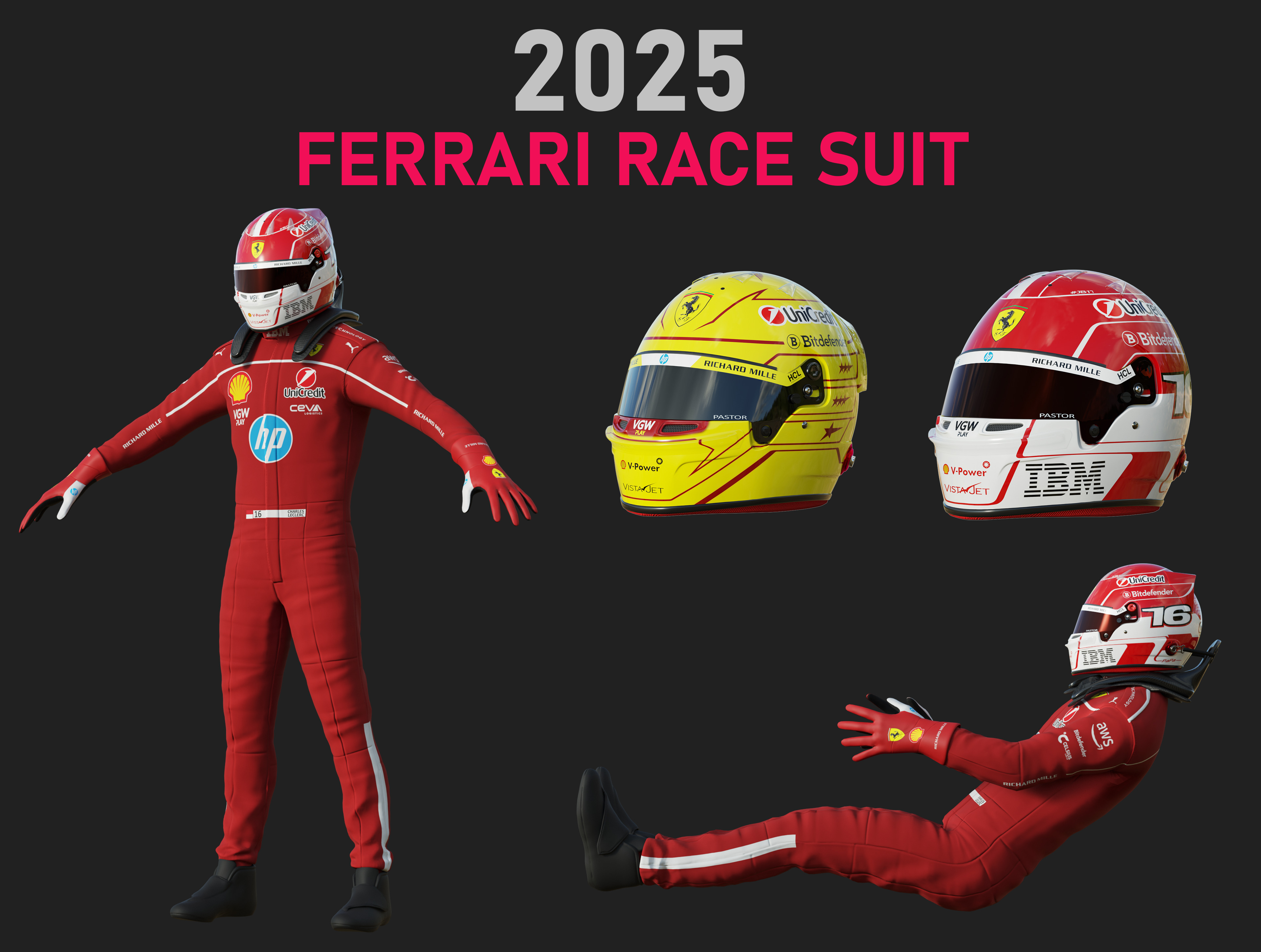 F1 Ferrari Race Suit 2025 3D model_0