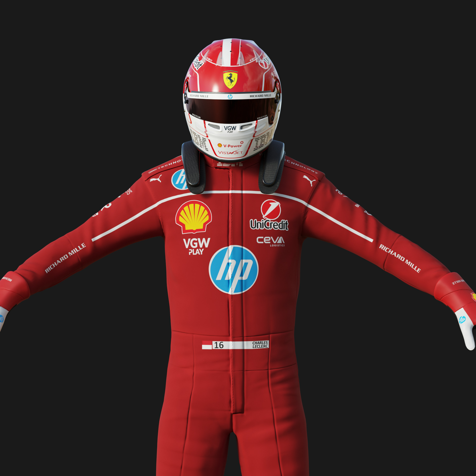 F1 Ferrari Race Suit 2025 3D model_3