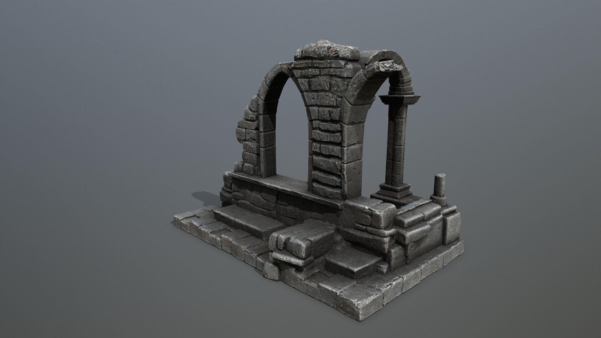Ruin Gate Low-poly 3D model_6