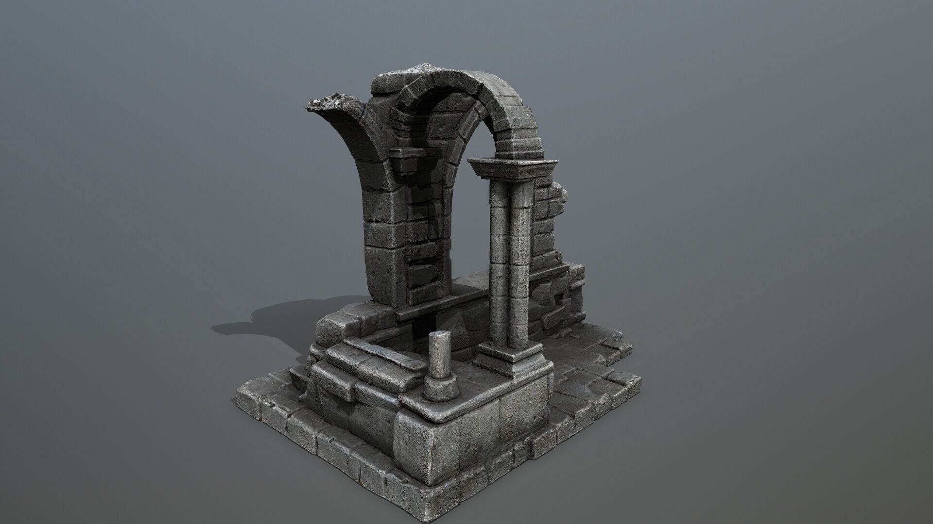 Ruin Gate Low-poly 3D model_4