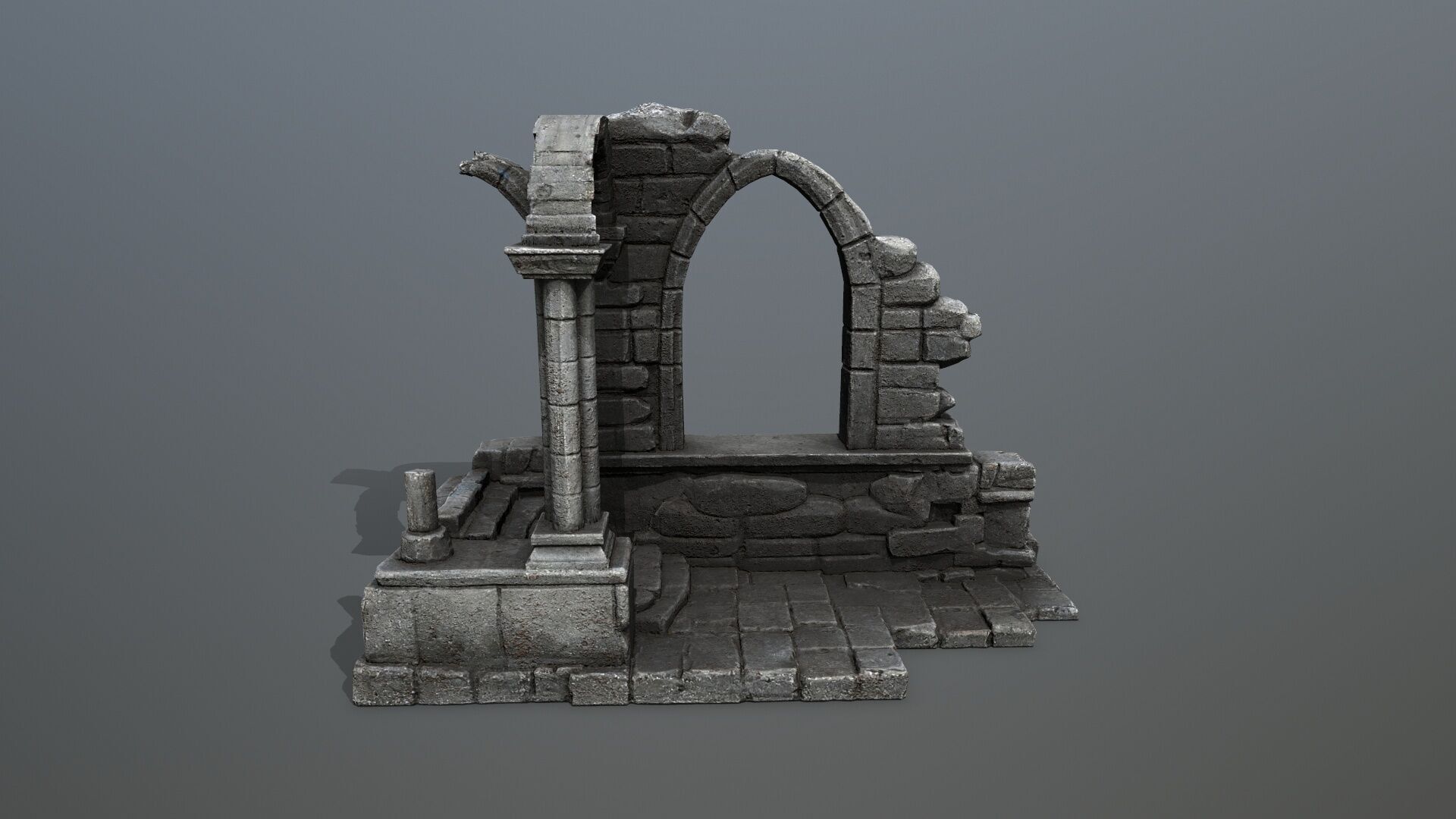 Ruin Gate Low-poly 3D model_3