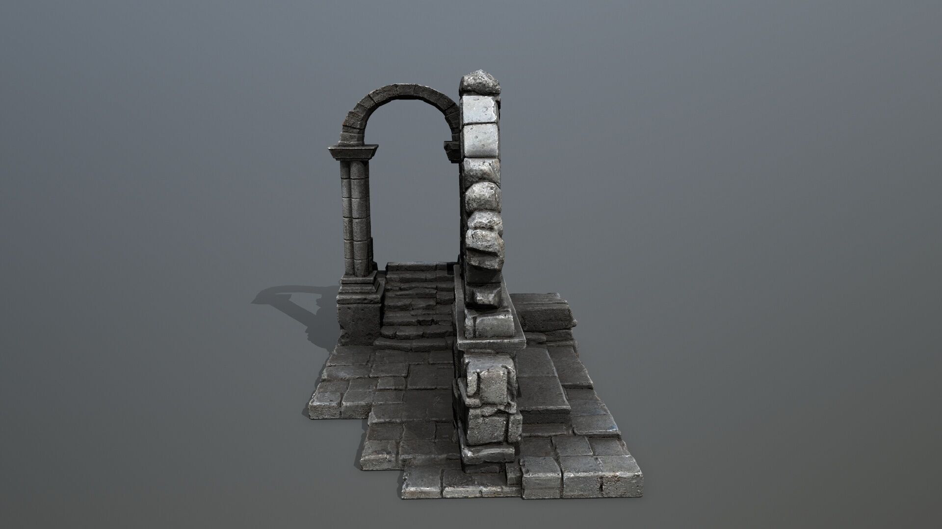 Ruin Gate Low-poly 3D model_9