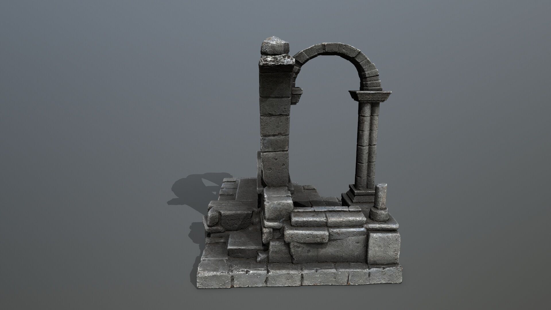 Ruin Gate Low-poly 3D model_5