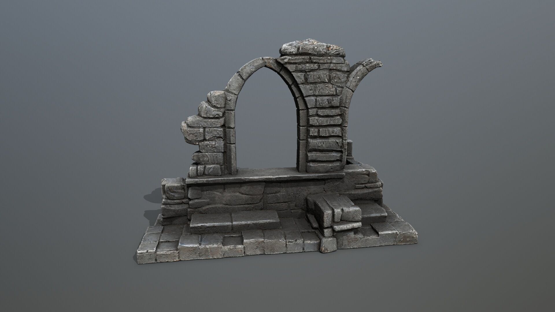 Ruin Gate Low-poly 3D model_7