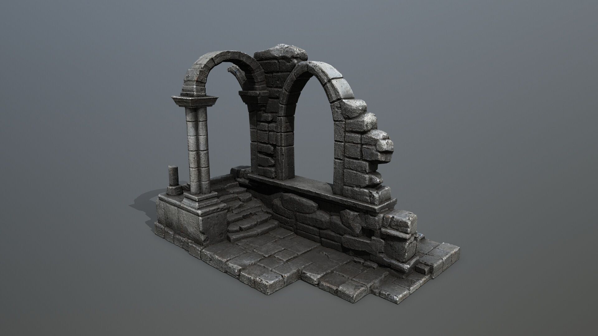 Ruin Gate Low-poly 3D model_10