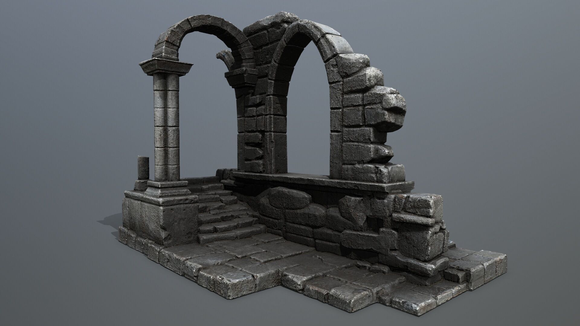 Ruin Gate Low-poly 3D model_1