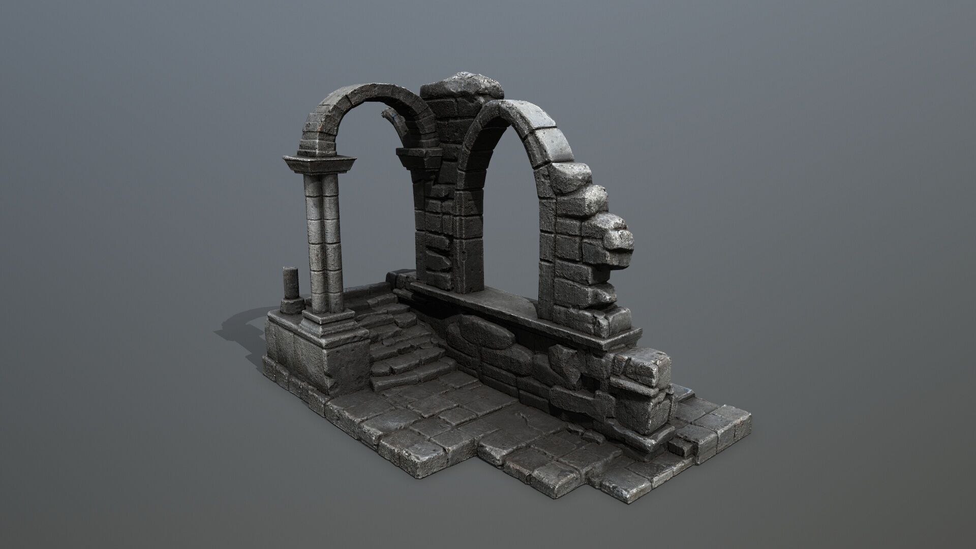 Ruin Gate Low-poly 3D model_2