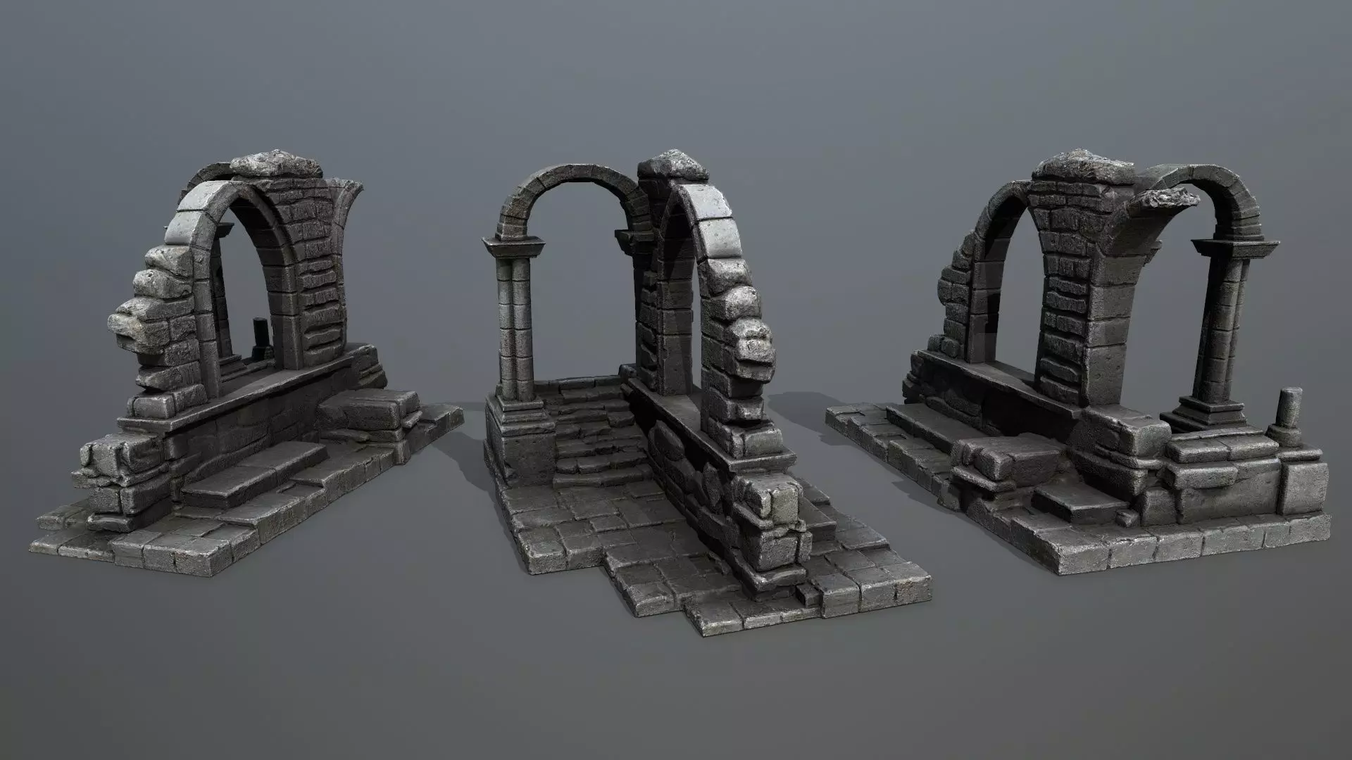 Ruin Gate Low-poly 3D model_0