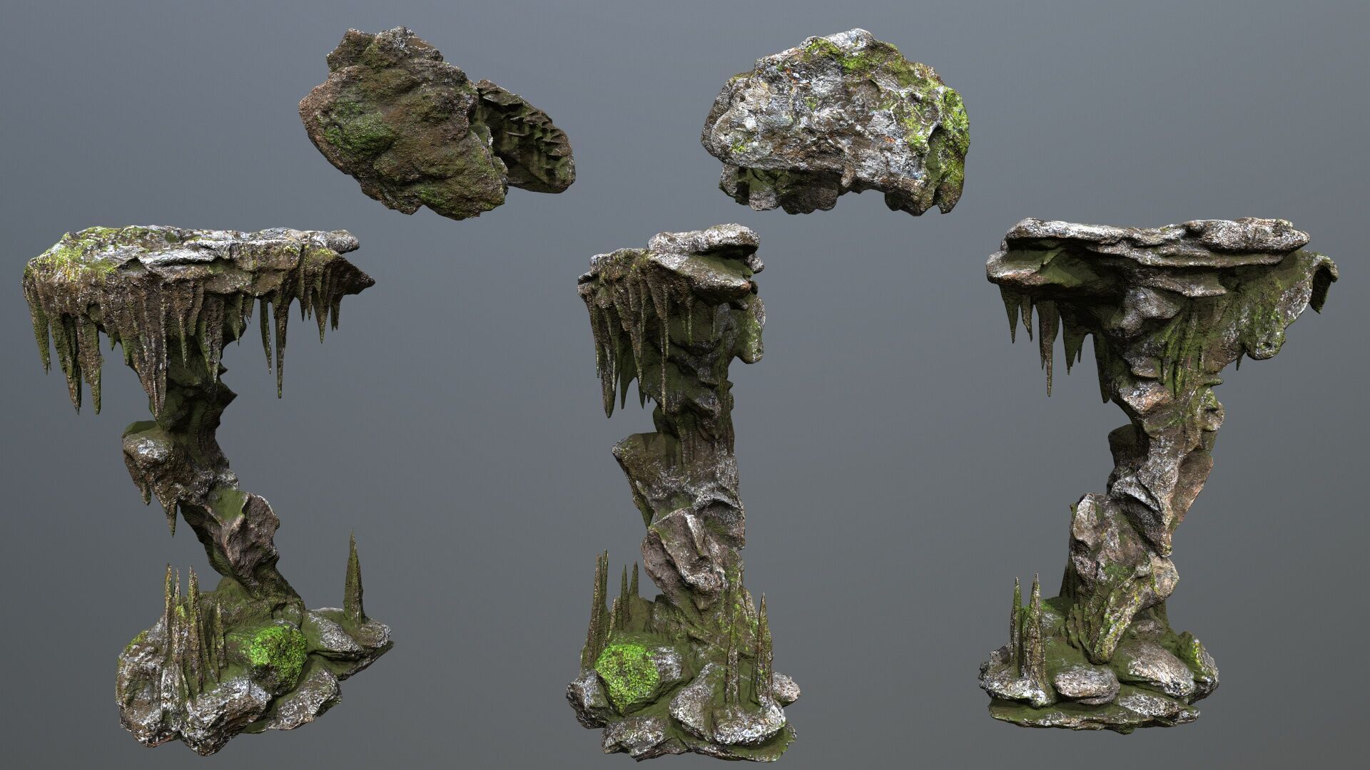 cave rocks Low-poly 3D model_12