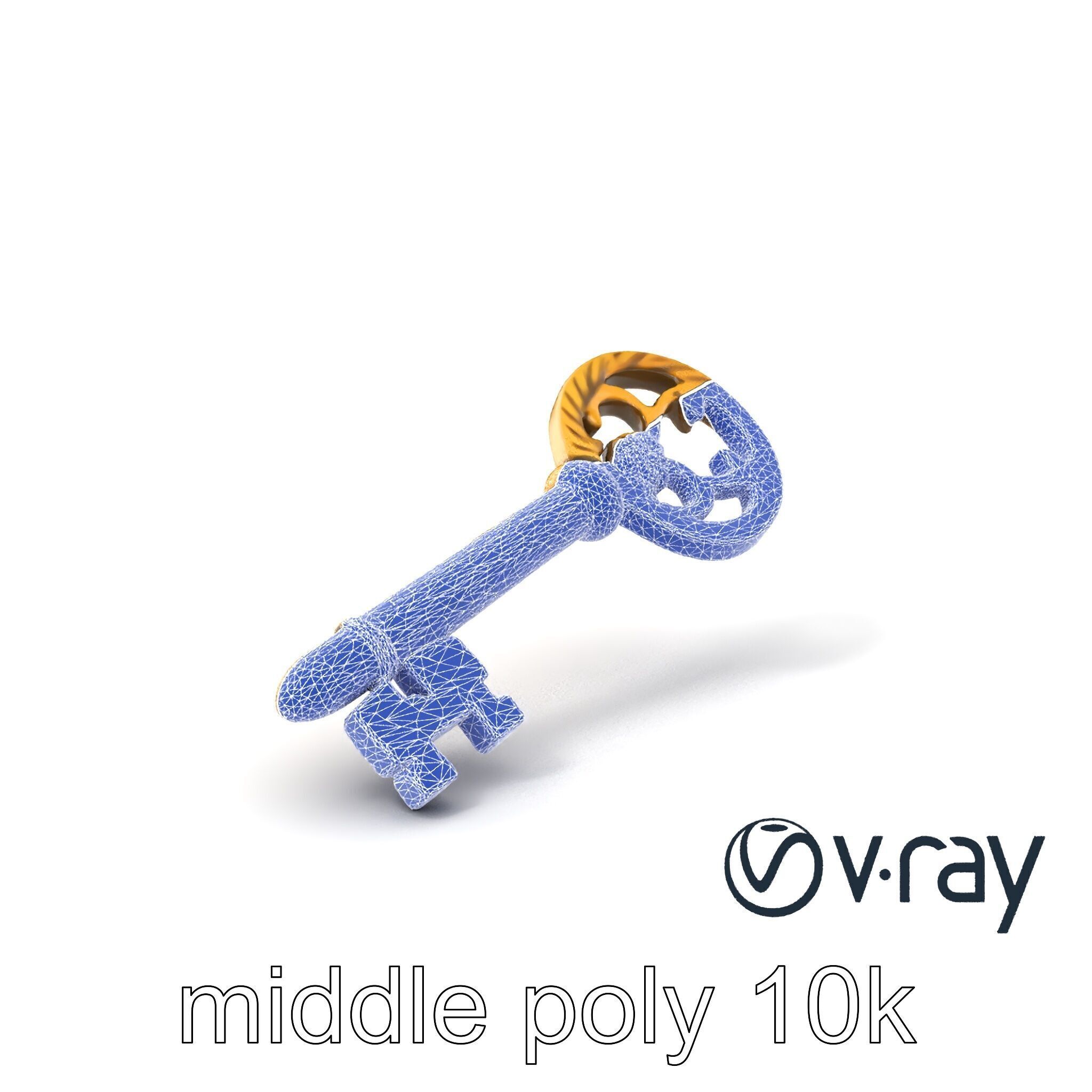 Intricate Ornate Metal Key model pack Low-poly 3D model_5