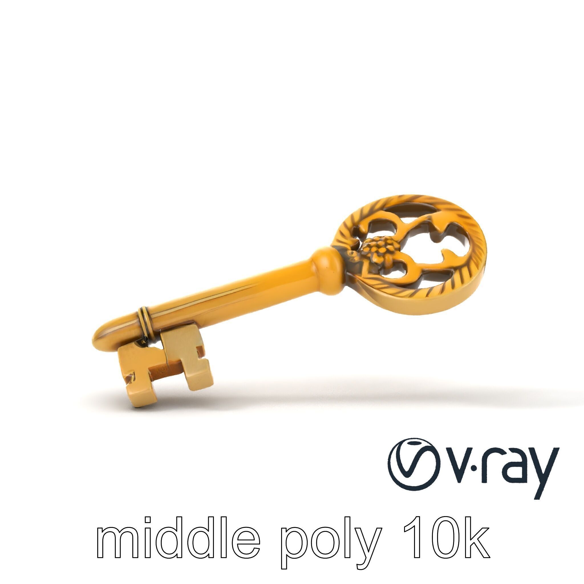 Intricate Ornate Metal Key model pack Low-poly 3D model_16