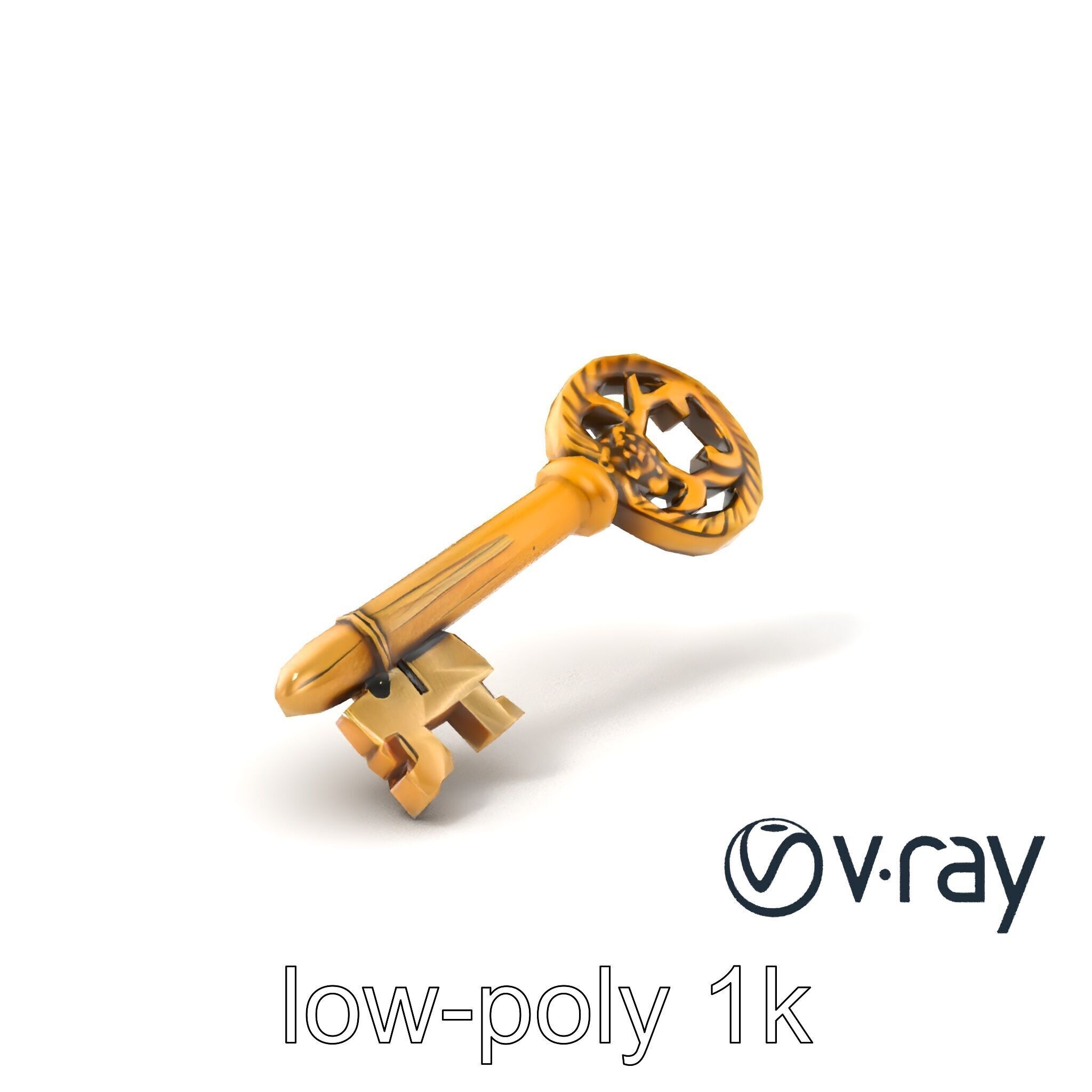 Intricate Ornate Metal Key model pack Low-poly 3D model_4