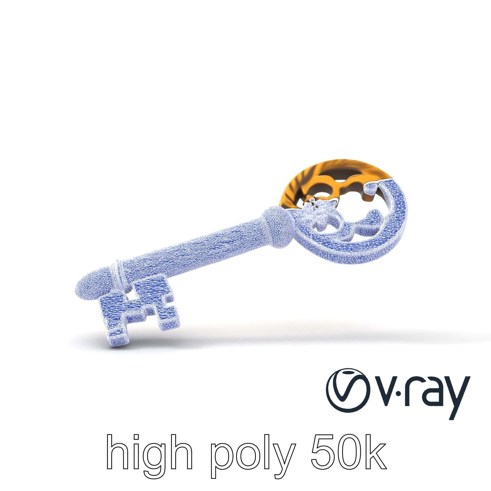 Intricate Ornate Metal Key model pack Low-poly 3D model_17