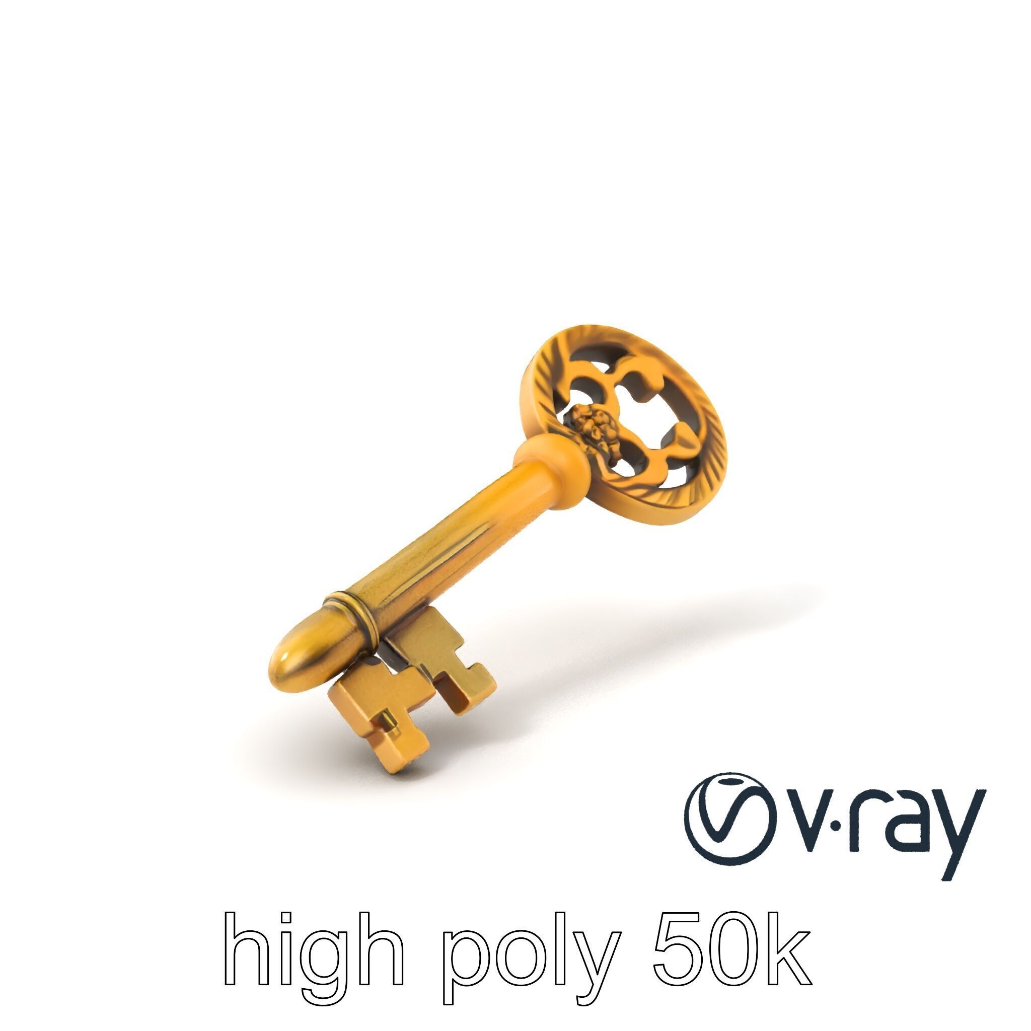Intricate Ornate Metal Key model pack Low-poly 3D model_2