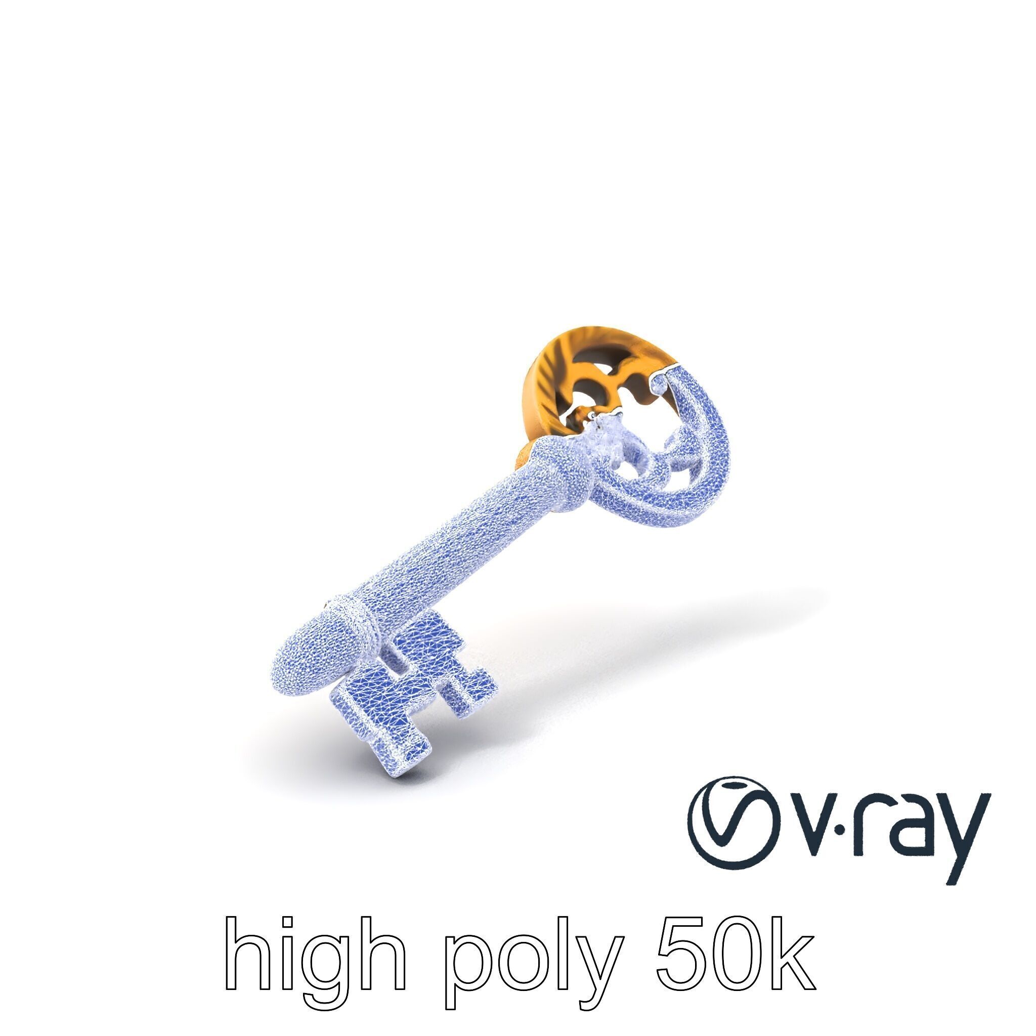 Intricate Ornate Metal Key model pack Low-poly 3D model_1