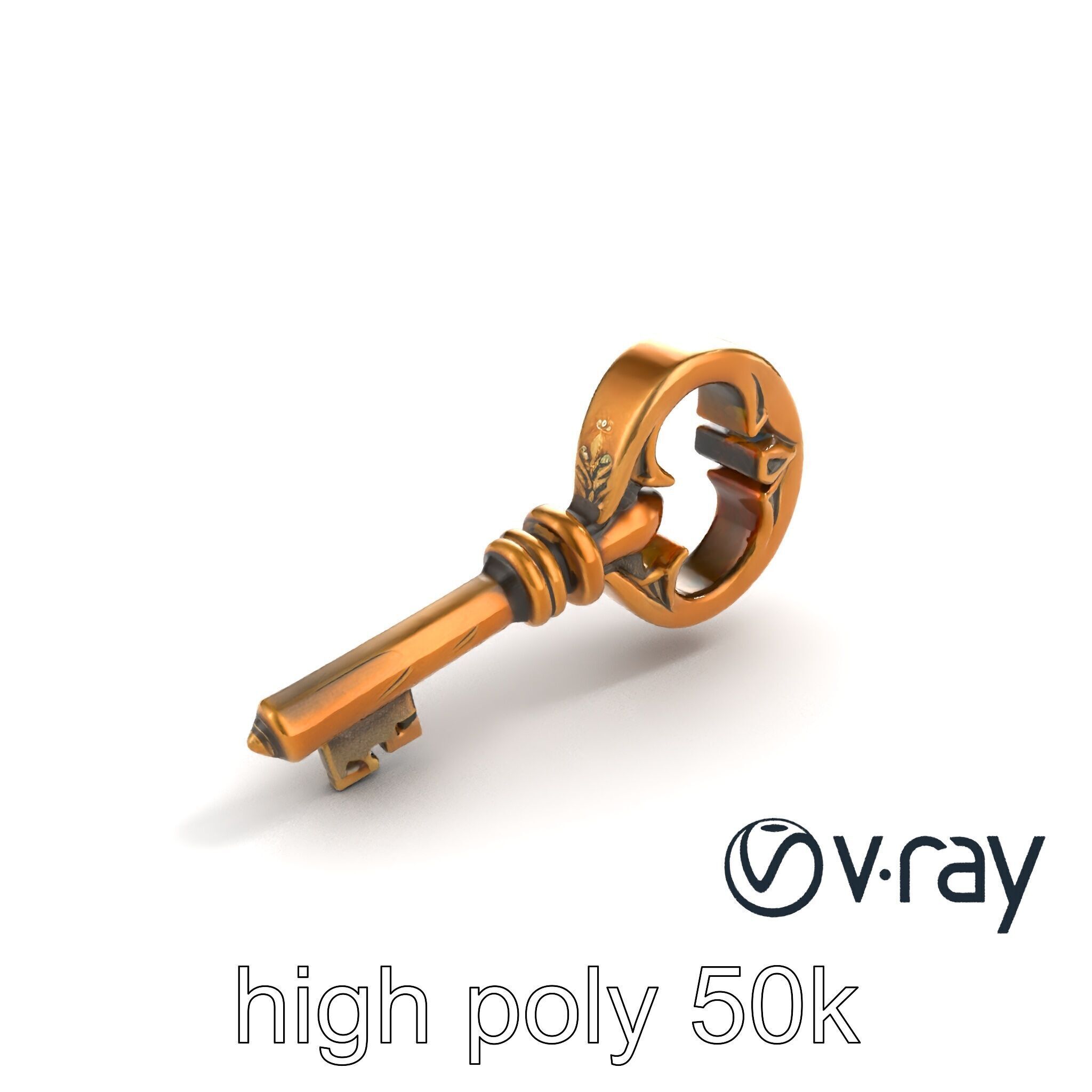 Antique Ornate Key model pack Low-poly 3D model_12
