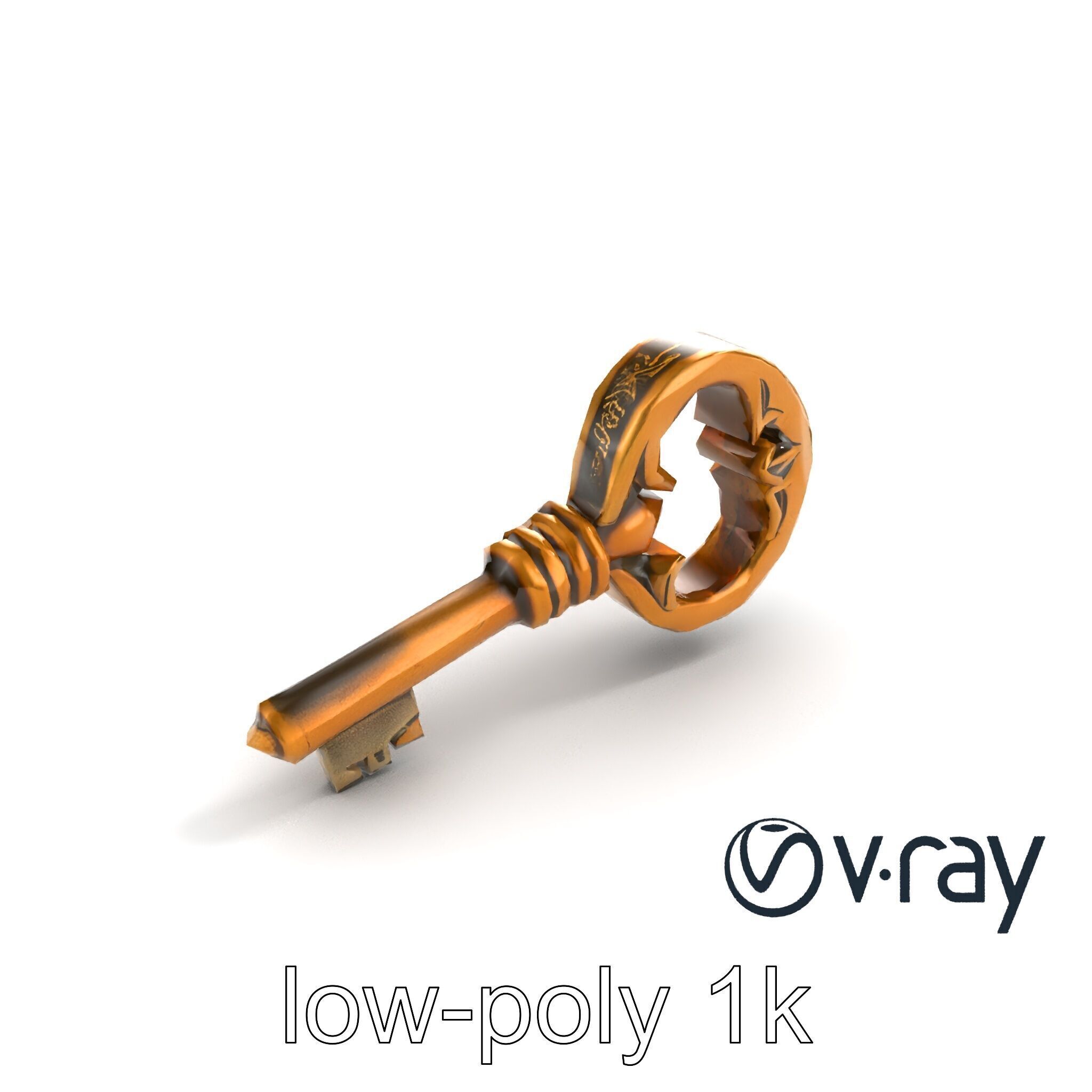 Antique Ornate Key model pack Low-poly 3D model_9