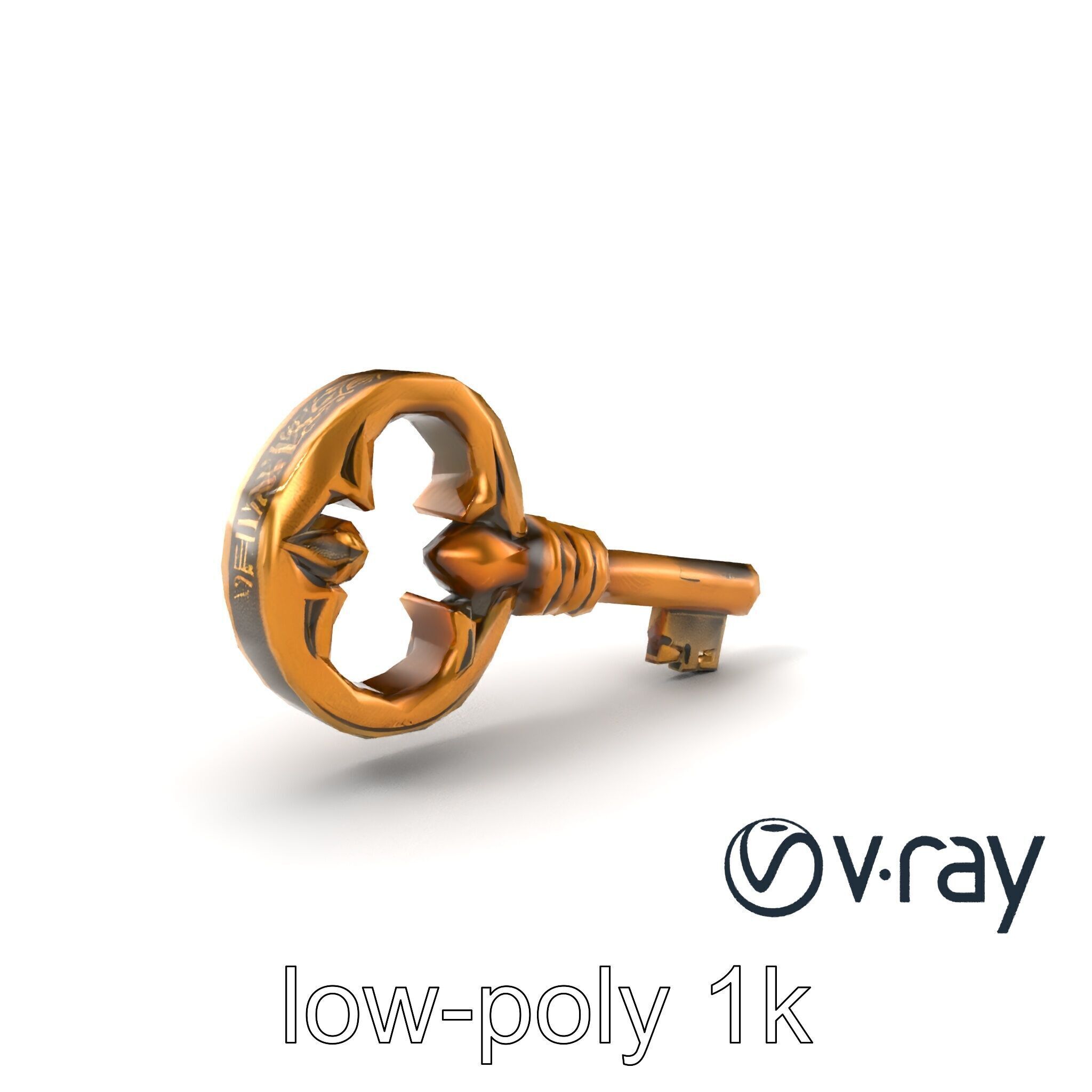 Antique Ornate Key model pack Low-poly 3D model_5
