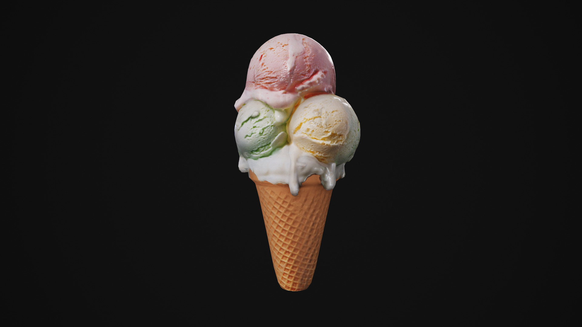 ice Cream Cone V01 Game AR VR Metaverse Ready  Low-poly 3D model_4