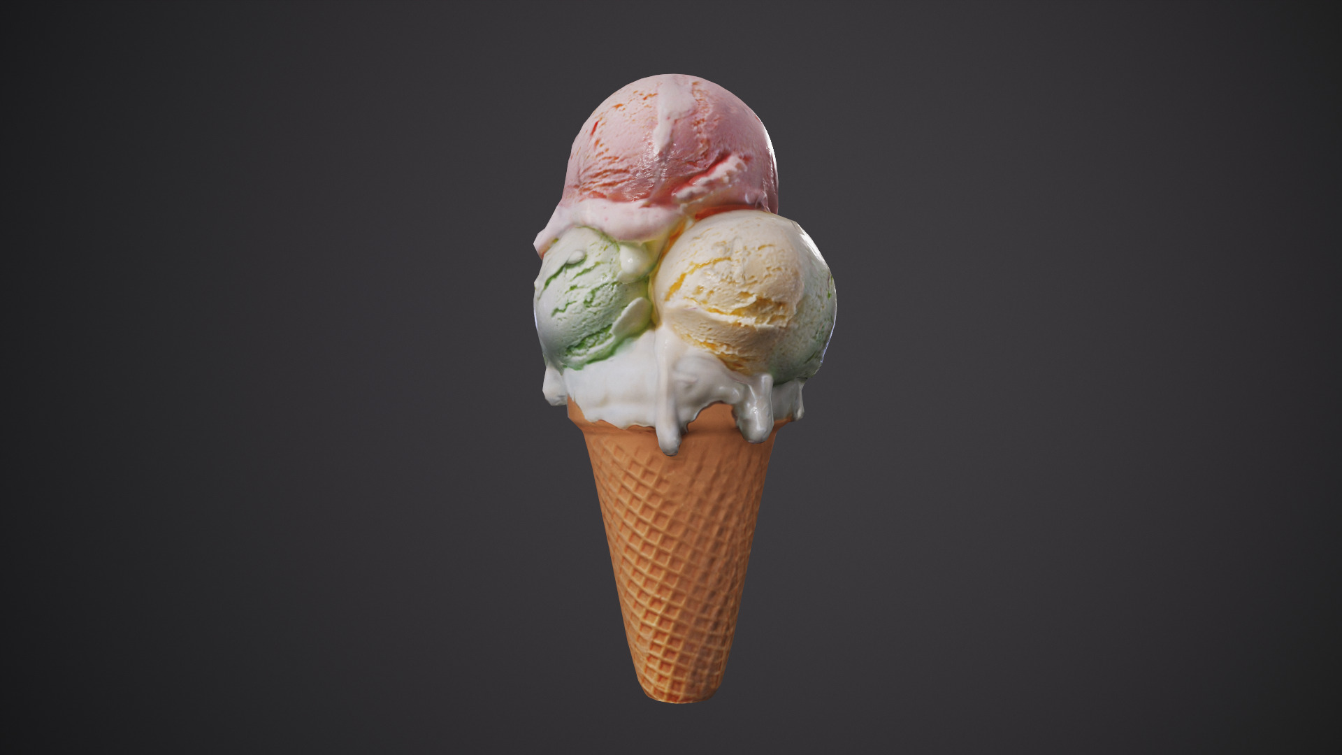 ice Cream Cone V01 Game AR VR Metaverse Ready  Low-poly 3D model_3