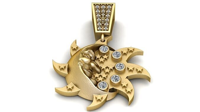 STAR FACE PENDANT 3D PRITNABLE MODEL  3D print model
