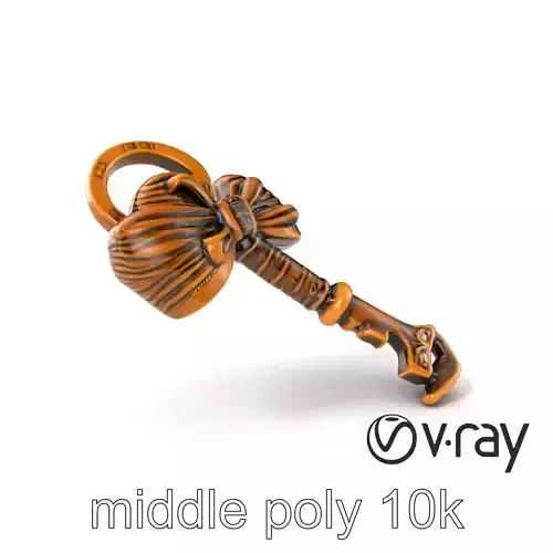 Antique Key with Detailed Bow Sculpture model pack Low-poly 3D model